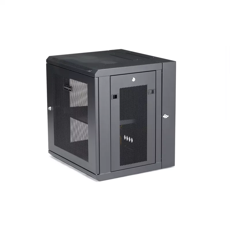StarTech.com 4-Post 12U Wall Mount tīkls Cabinet with 1U Shelf, 19 inch Hinged Wall-Mounted Server Rack for Data / AV / Electronics / Computer Equipment, Flexible Vented Rack Enclosure