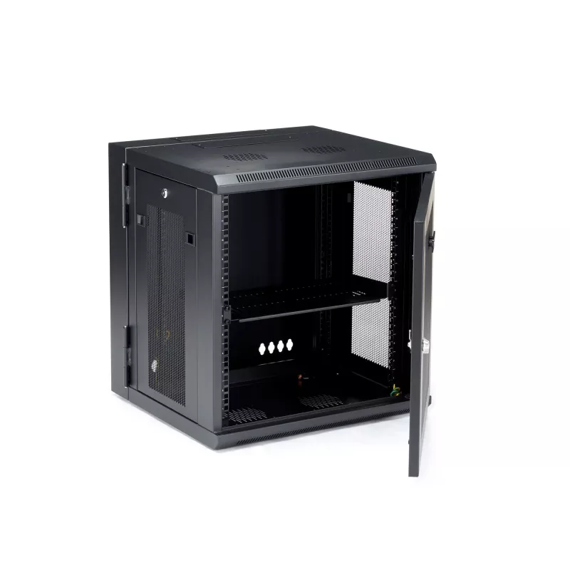 StarTech.com 4-Post 12U Wall Mount tīkls Cabinet with 1U Shelf, 19 inch Hinged Wall-Mounted Server Rack for Data / AV / Electronics / Computer Equipment, Flexible Vented Rack Enclosure