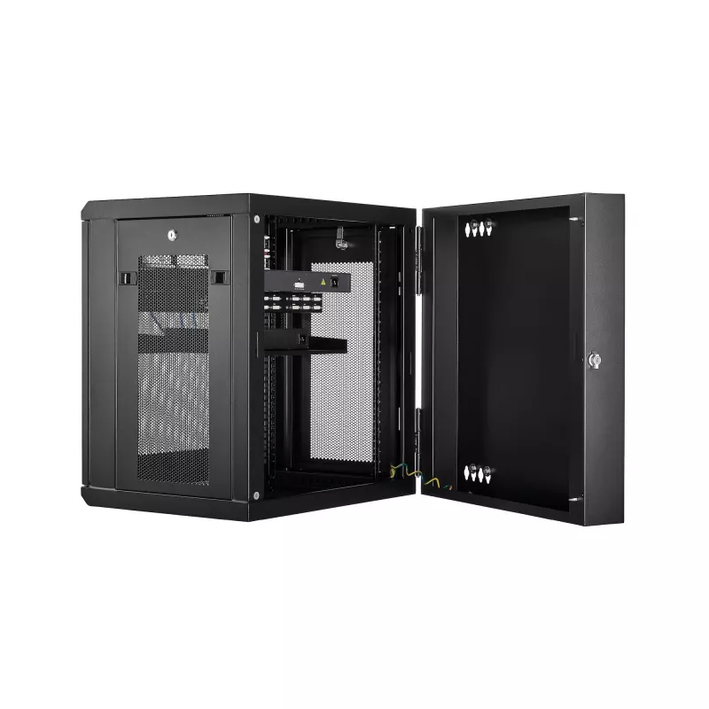 StarTech.com 4-Post 12U Wall Mount tīkls Cabinet with 1U Shelf, 19 inch Hinged Wall-Mounted Server Rack for Data / AV / Electronics / Computer Equipment, Flexible Vented Rack Enclosure