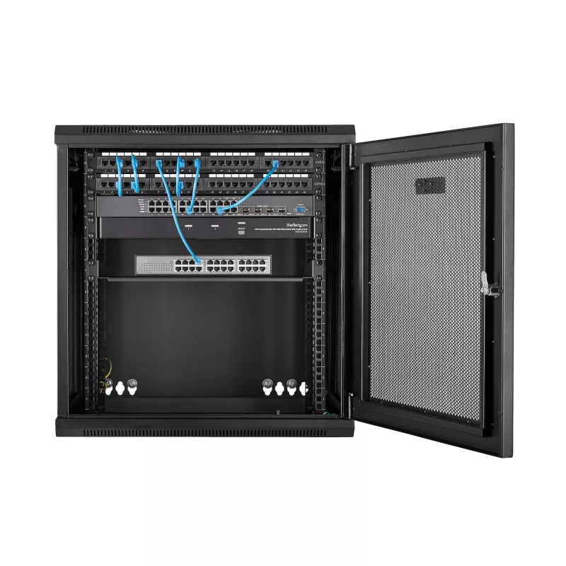 StarTech.com 4-Post 12U Wall Mount tīkls Cabinet with 1U Shelf, 19 inch Hinged Wall-Mounted Server Rack for Data / AV / Electronics / Computer Equipment, Flexible Vented Rack Enclosure
