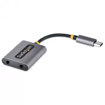 StarTech.com USB-C austiņu sadalītājs, USB Type-C divu austiņu adapteris ar mikrofona ieeju, USB-C uz 3,5 mm audio adapteris/austiņu pārveidotājs, USB-C uz audio ligzdu/palīgizeju, 24 bitu DAC