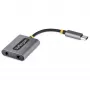 StarTech.com USB-C austiņu sadalītājs, USB Type-C divu austiņu adapteris ar mikrofona ieeju, USB-C uz 3,5 mm audio adapteris/austiņu pārveidotājs, USB-C uz audio ligzdu/palīgizeju, 24 bitu DAC