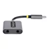 StarTech.com USB-C austiņu sadalītājs, USB Type-C divu austiņu adapteris ar mikrofona ieeju, USB-C uz 3,5 mm audio adapteris/austiņu pārveidotājs, USB-C uz audio ligzdu/palīgizeju, 24 bitu DAC