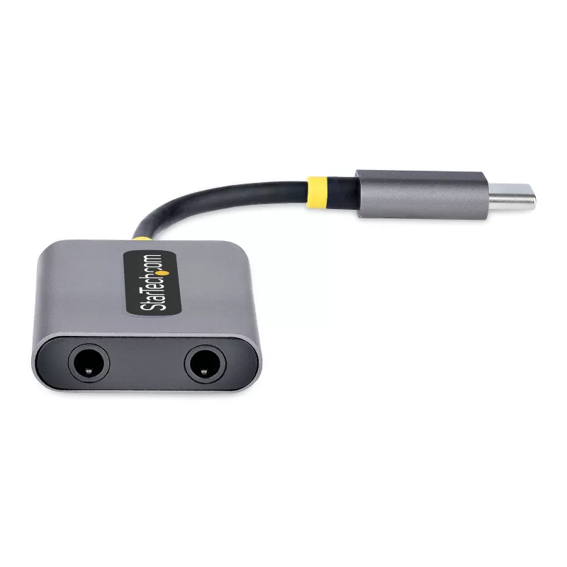 StarTech.com USB-C austiņu sadalītājs, USB Type-C divu austiņu adapteris ar mikrofona ieeju, USB-C uz 3,5 mm audio adapteris/austiņu pārveidotājs, USB-C uz audio ligzdu/palīgizeju, 24 bitu DAC