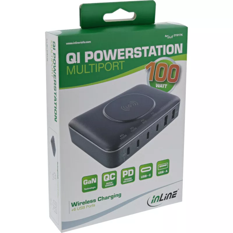 Portable baterija InLine Qi Powerstation Multiport, 20V