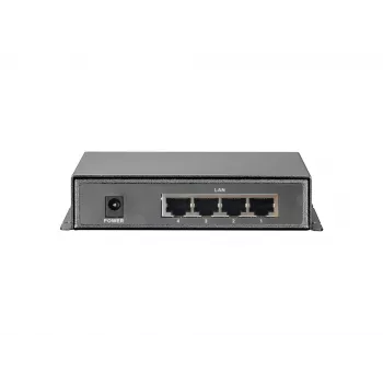 LevelOne 5 portu ātrais Ethernet PoE slēdzis, 4 PoE izejas, 120W, komplektā strāvas adapteris