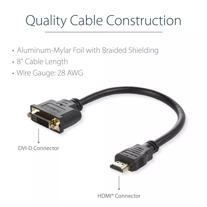 StarTech.com 8 collu HDMI–DVI-D video kabeļa adapteris – HDMI vīrišķais uz DVI-D sievišķo