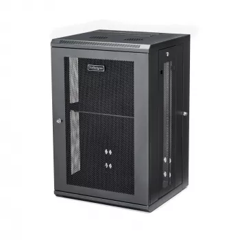 StarTech.com 4 stabu 18U sienas stiprinājuma tīkla skapis ar 1U plauktu, 19 collu eņģēs iekarināms serveru statnis datu / AV / elektronikas / datoru aprīkojumam, elastīgs ventilējams statņa korpuss