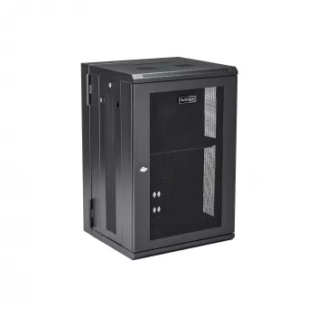 StarTech.com 4 stabu 18U sienas stiprinājuma tīkla skapis ar 1U plauktu, 19 collu eņģēs iekarināms serveru statnis datu / AV / elektronikas / datoru aprīkojumam, elastīgs ventilējams statņa korpuss