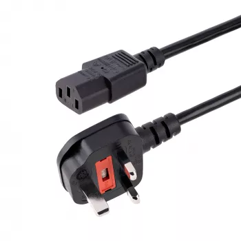 StarTech.com 10 pēdas (3 m) Lielbritānijas datora strāvas kabelis, 18AWG, BS 1363 uz C13, 10A 250V, melns maiņas maiņstrāvas strāvas vads, tējkannas vads / Lielbritānijas strāvas vads, datora barošanas bloka kabelis, televizora/monitora strāvas kabelis