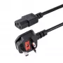 StarTech.com 10 pēdas (3 m) Lielbritānijas datora strāvas kabelis, 18AWG, BS 1363 uz C13, 10A 250V, melns maiņas maiņstrāvas strāvas vads, tējkannas vads / Lielbritānijas strāvas vads, datora barošanas bloka kabelis, televizora/monitora strāvas kabelis