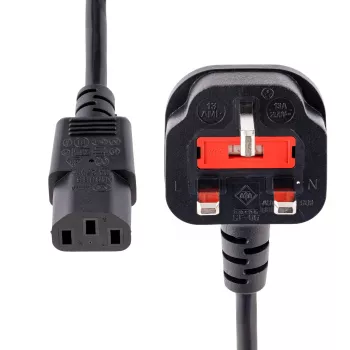 StarTech.com 10 pēdas (3 m) Lielbritānijas datora strāvas kabelis, 18AWG, BS 1363 uz C13, 10A 250V, melns maiņas maiņstrāvas strāvas vads, tējkannas vads / Lielbritānijas strāvas vads, datora barošanas bloka kabelis, televizora/monitora strāvas kabelis