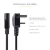 StarTech.com 10 pēdas (3 m) Lielbritānijas datora strāvas kabelis, 18AWG, BS 1363 uz C13, 10A 250V, melns maiņas maiņstrāvas strāvas vads, tējkannas vads / Lielbritānijas strāvas vads, datora barošanas bloka kabelis, televizora/monitora strāvas kabelis