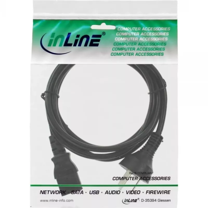 InLine strāvas kabelis, Ķīnas kontaktdakša (vīr.) / 3-pin IEC C13 (vīr.), 1,8 m