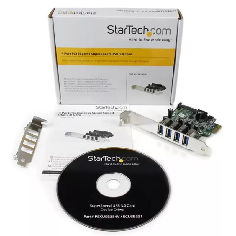 StarTech.com 4 portu PCI Express PCIe SuperSpeed USB 3.0 kontroliera kartes adapteris ar UASP - SATA barošanu