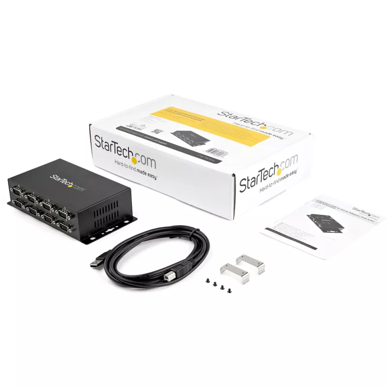 StarTech.com 8 Port USB to DB9 RS232 Serial Adapter Hub – Industrial DIN Rail and Wall Mountable