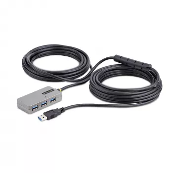 StarTech.com USB pagarinātāja centrmezgls, 10 m USB 3.0 pagarinātāja kabelis ar 4 portu USB-A centrmezglu, aktīvs/no kopnes barots USB retranslatora kabelis, iekļauts papildu 20 W barošanas avots, ESD aizsardzība