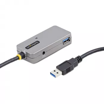 StarTech.com USB pagarinātāja centrmezgls, 10 m USB 3.0 pagarinātāja kabelis ar 4 portu USB-A centrmezglu, aktīvs/no kopnes barots USB retranslatora kabelis, iekļauts papildu 20 W barošanas avots, ESD aizsardzība