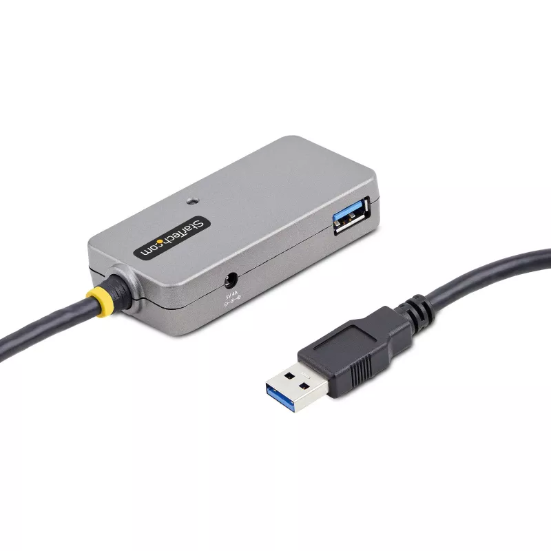 StarTech.com USB pagarinātāja centrmezgls, 10 m USB 3.0 pagarinātāja kabelis ar 4 portu USB-A centrmezglu, aktīvs/no kopnes barots USB retranslatora kabelis, iekļauts papildu 20 W barošanas avots, ESD aizsardzība