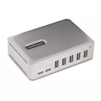 StarTech.com 7 portu USB-C centrmezgls - 5x USB-A + 2x USB-C - pašbarojošs ar 65W barošanas bloku - USB 3.1 10Gbps - galddatora/klēpjdatora USB centrmezgls ar 3 pēdu USB-IF sertificētu fiksējošo kabeli - USB C centrmezgls