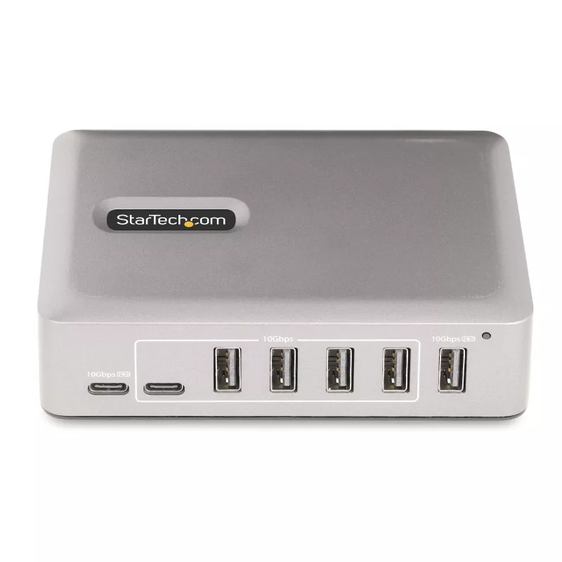 StarTech.com 7 portu USB-C centrmezgls - 5x USB-A + 2x USB-C - pašbarojošs ar 65W barošanas bloku - USB 3.1 10Gbps - galddatora/klēpjdatora USB centrmezgls ar 3 pēdu USB-IF sertificētu fiksējošo kabeli - USB C centrmezgls