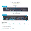 StarTech.com 4-portu KM pārslēgs ar peles pārslēgšanu, USB pārslēgs tastatūrai/pelei, 3,5 mm/USB audio, perifērijas koplietošana 4 datoriem, atbilst TAA