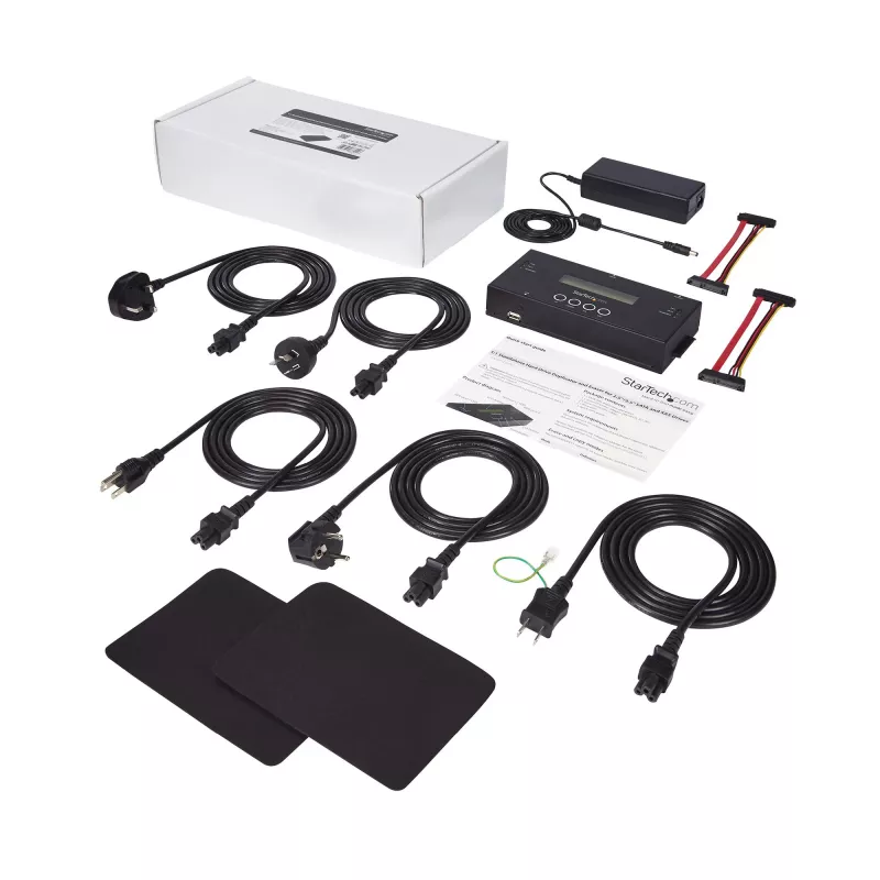 StarTech.com 1:1 autonomais cietā diska dublētājs un dzēšanas ierīce, SAS un SATA HDD/SSD klonētājs/kopētājs, cietā diska dublētājs un sanitizētājs, LCD displejs, TAA atbilstošs