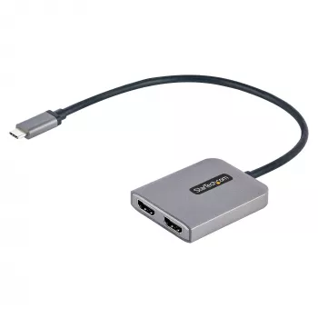 StarTech.com USB-C uz diviem HDMI MST centrmezgls - Divi HDMI 4K 60Hz - USB Type C vairāku monitoru adapteris klēpjdatoram ar 1 pēdu/30cm kabeli - DP 1.4 Multi-Stream Transport centrmezgls - USB-C uz HDMI sadalītājs