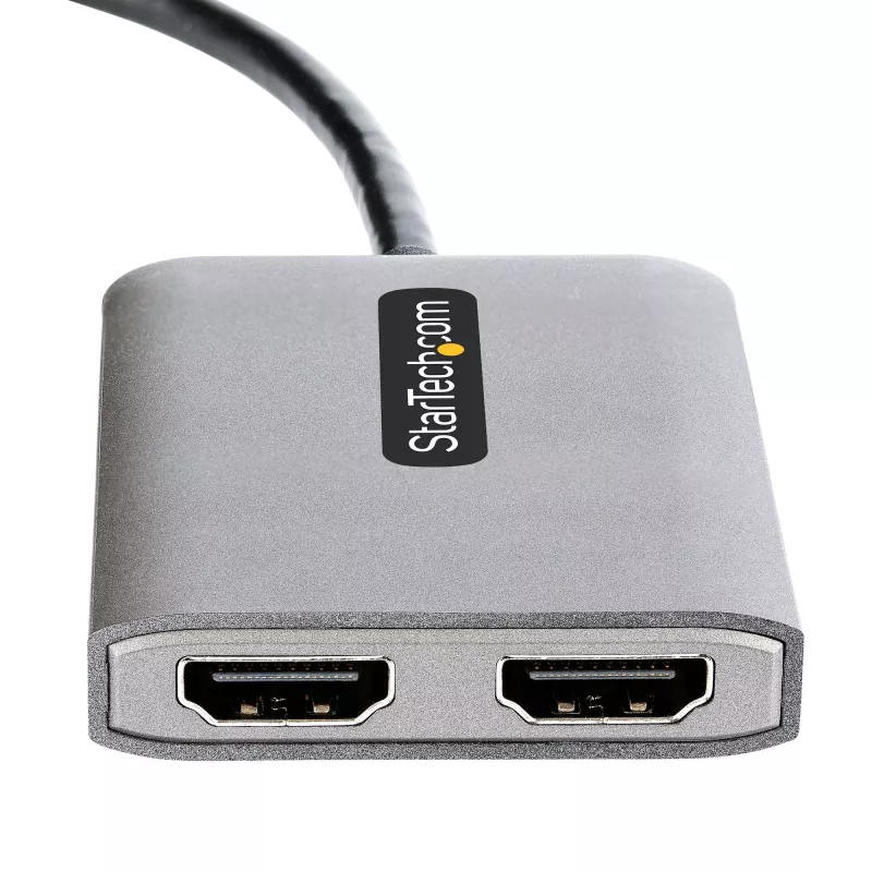 StarTech.com USB-C uz diviem HDMI MST centrmezgls - Divi HDMI 4K 60Hz - USB Type C vairāku monitoru adapteris klēpjdatoram ar 1 pēdu/30cm kabeli - DP 1.4 Multi-Stream Transport centrmezgls - USB-C uz HDMI sadalītājs