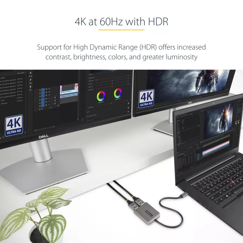 StarTech.com USB-C uz diviem HDMI MST centrmezgls - Divi HDMI 4K 60Hz - USB Type C vairāku monitoru adapteris klēpjdatoram ar 1 pēdu/30cm kabeli - DP 1.4 Multi-Stream Transport centrmezgls - USB-C uz HDMI sadalītājs