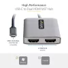 StarTech.com USB-C uz diviem HDMI MST centrmezgls - Divi HDMI 4K 60Hz - USB Type C vairāku monitoru adapteris klēpjdatoram ar 1 pēdu/30cm kabeli - DP 1.4 Multi-Stream Transport centrmezgls - USB-C uz HDMI sadalītājs