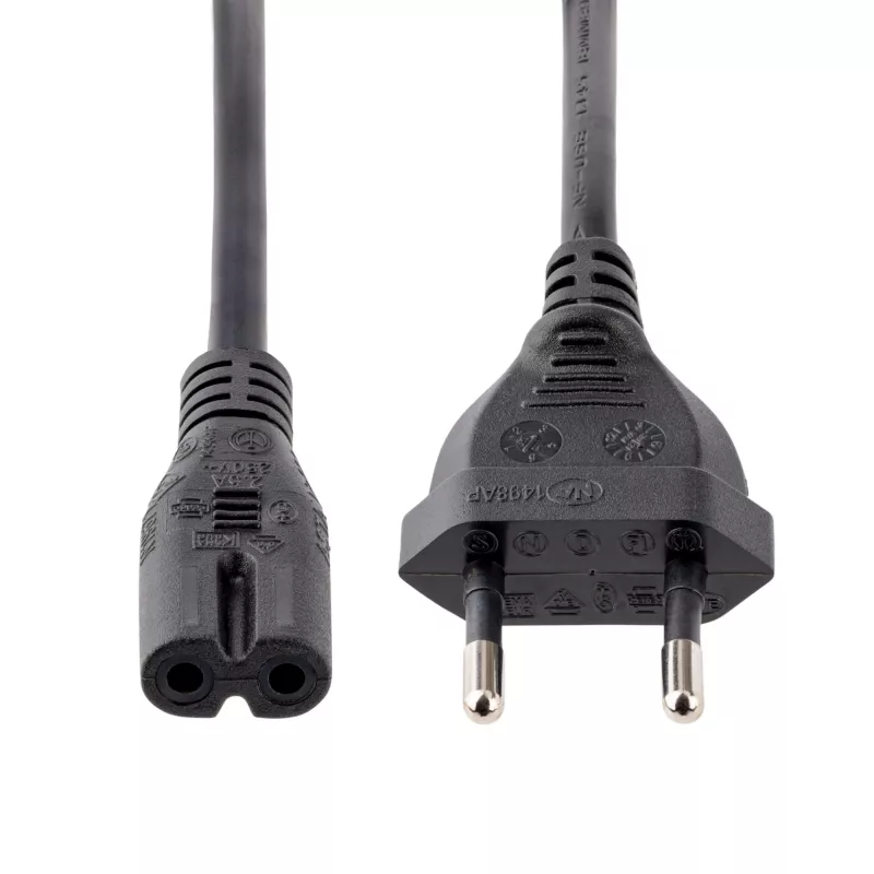 StarTech.com 1m (3 pēdas) klēpjdatora strāvas vads, ES kontaktdakša uz C7, 2.5A 250V, 18AWG, klēpjdatora rezerves vads, printera strāvas kabelis, klēpjdatora lādētāja vads, klēpjdatora strāvas bloka vads - UL sertificēts