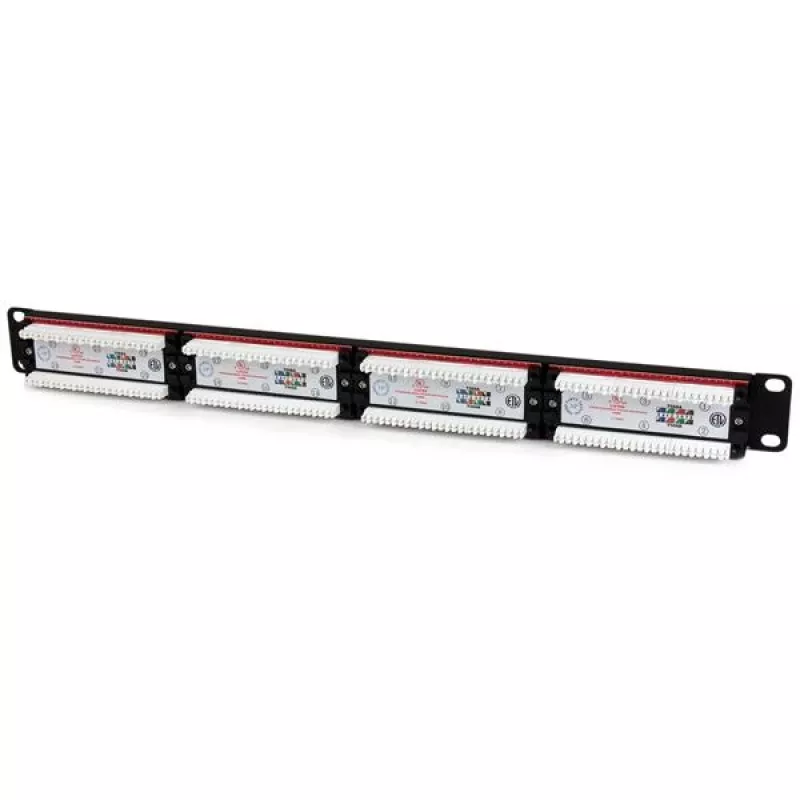 StarTech.com 24 portu 1U statnes Cat 6 110 ielāpu panelis, RJ-45, uzstādīšanai statnē, 1U, melns, RoHS, CE, ETl, UL