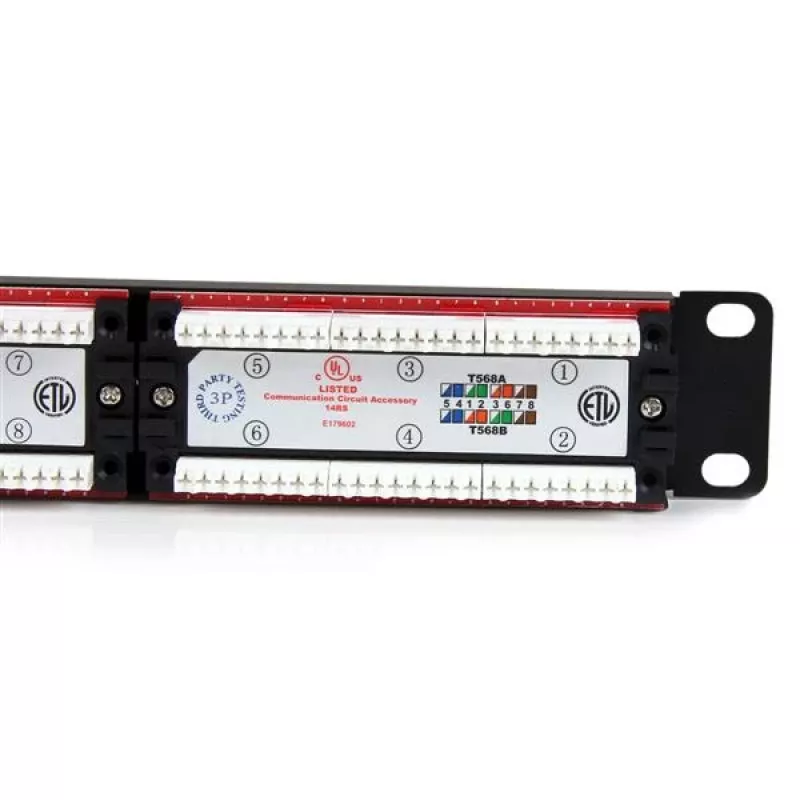 StarTech.com 24 portu 1U statnes Cat 6 110 ielāpu panelis, RJ-45, uzstādīšanai statnē, 1U, melns, RoHS, CE, ETl, UL