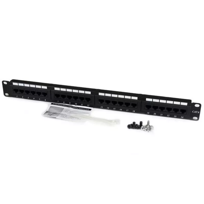 StarTech.com 24 portu 1U statnes Cat 6 110 ielāpu panelis, RJ-45, uzstādīšanai statnē, 1U, melns, RoHS, CE, ETl, UL