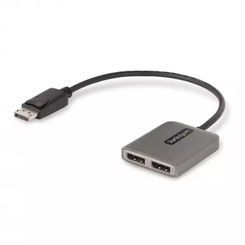StarTech.com 2 portu DisplayPort MST centrmezgls, dubultā 4K 60Hz, DP uz 2x DisplayPort monitora adapteris, DP 1.4 vairāku monitoru video adapteris, 1 pēdu (30cm) iebūvēts kabelis, barošana caur USB, tikai Windows