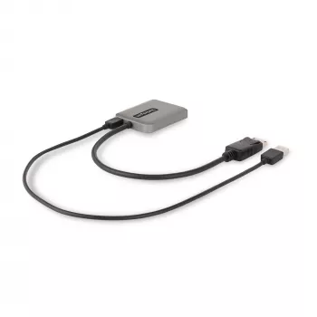 StarTech.com 2 portu DisplayPort MST centrmezgls, dubultā 4K 60Hz, DP uz 2x DisplayPort monitora adapteris, DP 1.4 vairāku monitoru video adapteris, 1 pēdu (30cm) iebūvēts kabelis, barošana caur USB, tikai Windows