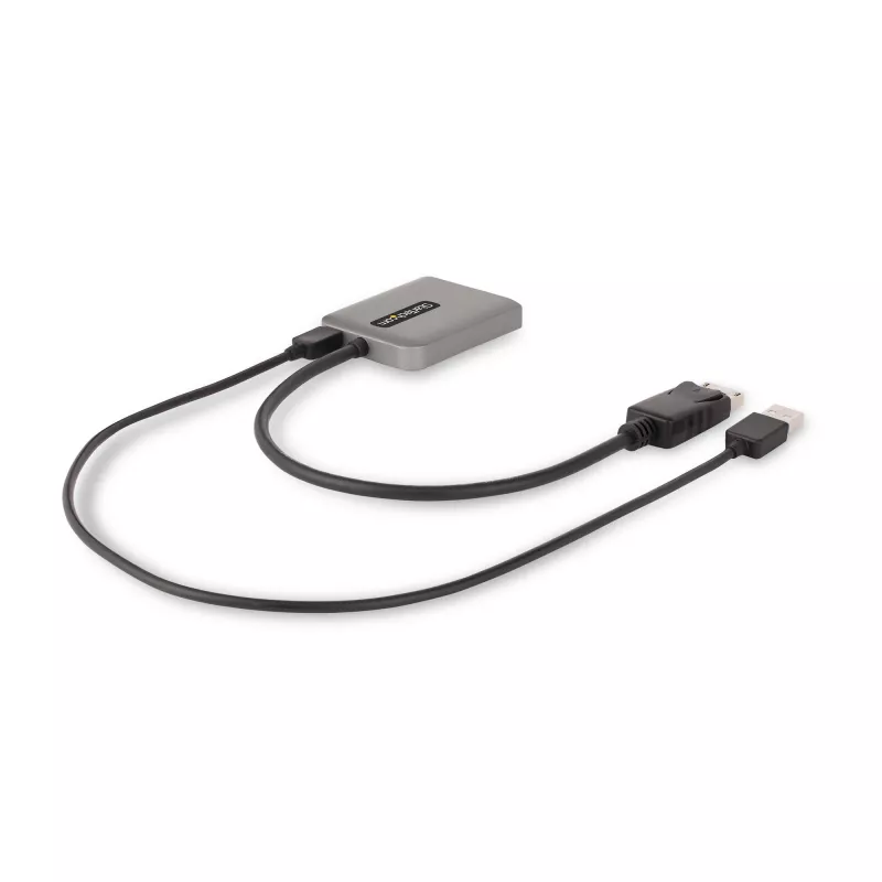 StarTech.com 2 portu DisplayPort MST centrmezgls, dubultā 4K 60Hz, DP uz 2x DisplayPort monitora adapteris, DP 1.4 vairāku monitoru video adapteris, 1 pēdu (30cm) iebūvēts kabelis, barošana caur USB, tikai Windows