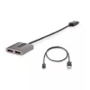StarTech.com 2 portu DisplayPort MST centrmezgls, dubultā 4K 60Hz, DP uz 2x DisplayPort monitora adapteris, DP 1.4 vairāku monitoru video adapteris, 1 pēdu (30cm) iebūvēts kabelis, barošana caur USB, tikai Windows