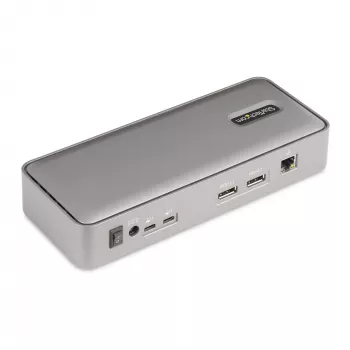 StarTech.com divkāršā klēpjdatora USB-C KVM dokstacija, divu monitoru 4K 60Hz DisplayPort doks, 5 portu USB centrmezgls, GbE, 90W/45W barošanas piegāde diviem klēpjdatoriem, Windows/Mac, 2 saimniekdatoru KVM doks - TAA