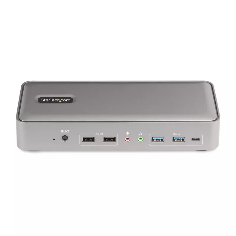 StarTech.com divkāršā klēpjdatora USB-C KVM dokstacija, divu monitoru 4K 60Hz DisplayPort doks, 5 portu USB centrmezgls, GbE, 90W/45W barošanas piegāde diviem klēpjdatoriem, Windows/Mac, 2 saimniekdatoru KVM doks - TAA