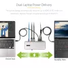StarTech.com divkāršā klēpjdatora USB-C KVM dokstacija, divu monitoru 4K 60Hz DisplayPort doks, 5 portu USB centrmezgls, GbE, 90W/45W barošanas piegāde diviem klēpjdatoriem, Windows/Mac, 2 saimniekdatoru KVM doks - TAA