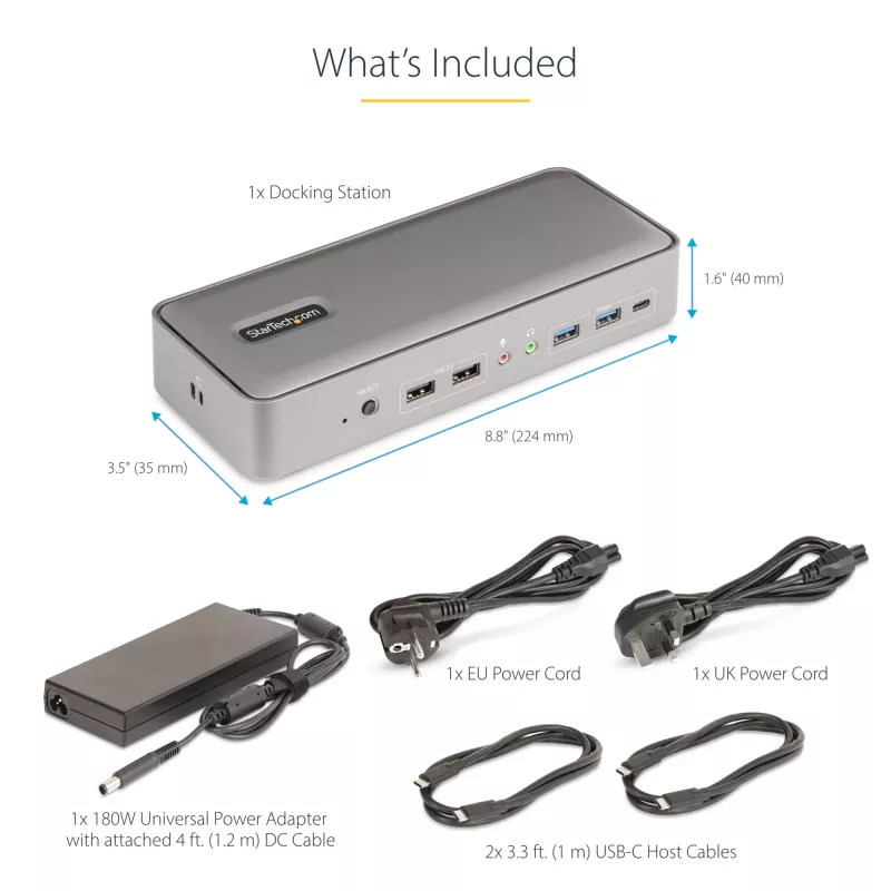 StarTech.com divkāršā klēpjdatora USB-C KVM dokstacija, divu monitoru 4K 60Hz DisplayPort doks, 5 portu USB centrmezgls, GbE, 90W/45W barošanas piegāde diviem klēpjdatoriem, Windows/Mac, 2 saimniekdatoru KVM doks - TAA