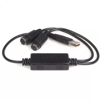 StarTech.com USB uz PS/2 adapteris - tastatūra un pele, 0,435 m, melns, 1 - USB A, 2 - DIN 6, 46 g, 142 mm, 175 mm