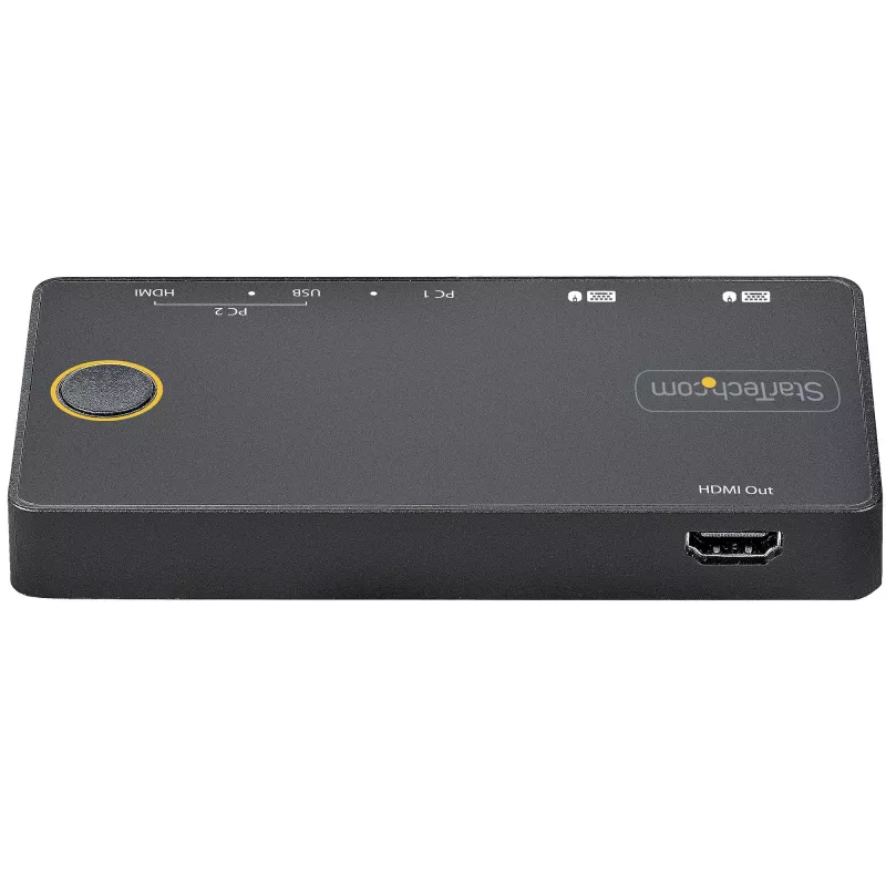 StarTech.com 2 portu hibrīda USB-A + HDMI un USB-C KVM slēdzis — viens 4K 60 Hz HDMI 2.0 monitors — kompakts galddatora un/vai klēpjdatora HDMI KVM slēdzis — barots no USB kopnes — saderīgs ar Thunderbolt 3