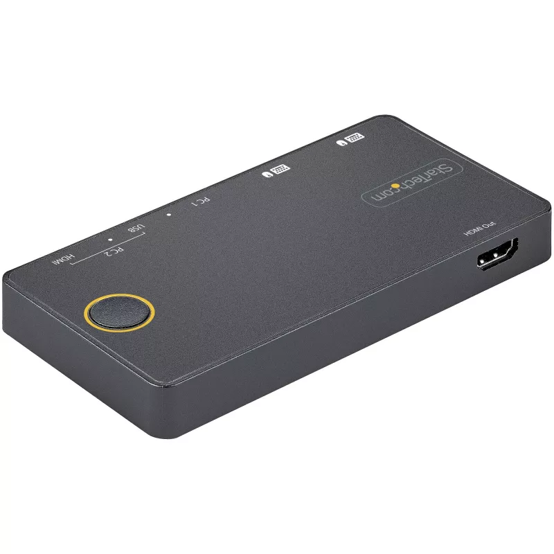StarTech.com 2 portu hibrīda USB-A + HDMI un USB-C KVM slēdzis — viens 4K 60 Hz HDMI 2.0 monitors — kompakts galddatora un/vai klēpjdatora HDMI KVM slēdzis — barots no USB kopnes — saderīgs ar Thunderbolt 3