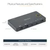 StarTech.com 2 portu hibrīda USB-A + HDMI un USB-C KVM slēdzis — viens 4K 60 Hz HDMI 2.0 monitors — kompakts galddatora un/vai klēpjdatora HDMI KVM slēdzis — barots no USB kopnes — saderīgs ar Thunderbolt 3