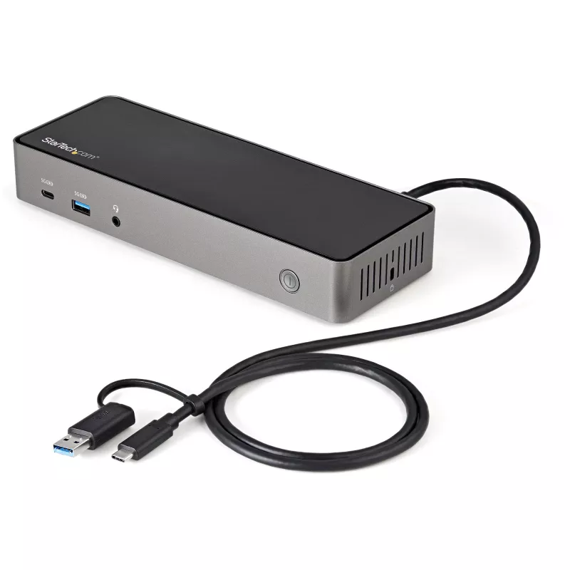 StarTech.com USB-C & USB-A dokstacija - hibrīda universāla trīskāršā monitora klēpjdatoru dokstacija ar DisplayPort un HDMI 4K 60Hz - 85W jaudas piegāde, 6x USB centrs, GbE, audio - USB 3.1 Gen 2 10Gbps - TAA