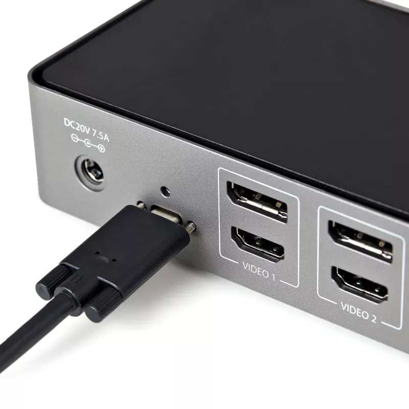 StarTech.com USB-C & USB-A dokstacija - hibrīda universāla trīskāršā monitora klēpjdatoru dokstacija ar DisplayPort un HDMI 4K 60Hz - 85W jaudas piegāde, 6x USB centrs, GbE, audio - USB 3.1 Gen 2 10Gbps - TAA