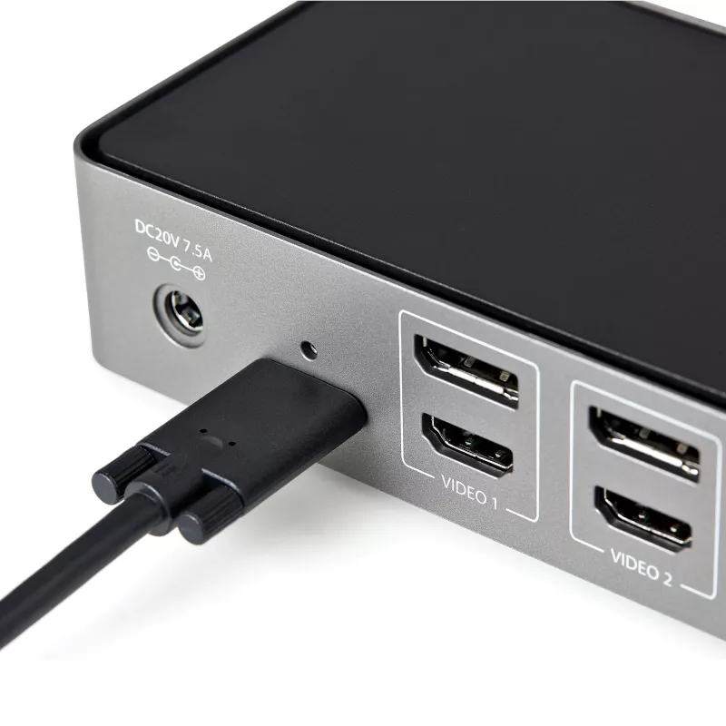 StarTech.com USB-C & USB-A dokstacija - hibrīda universāla trīskāršā monitora klēpjdatoru dokstacija ar DisplayPort un HDMI 4K 60Hz - 85W jaudas piegāde, 6x USB centrs, GbE, audio - USB 3.1 Gen 2 10Gbps - TAA